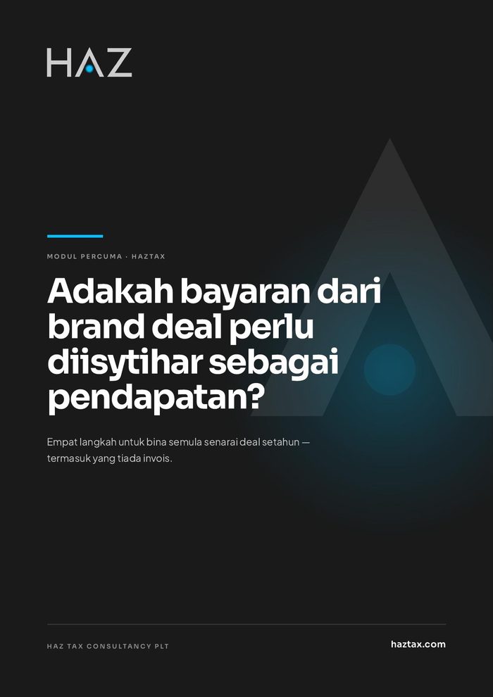Adakah bayaran dari brand deal perlu diisytihar sebagai pendapatan?