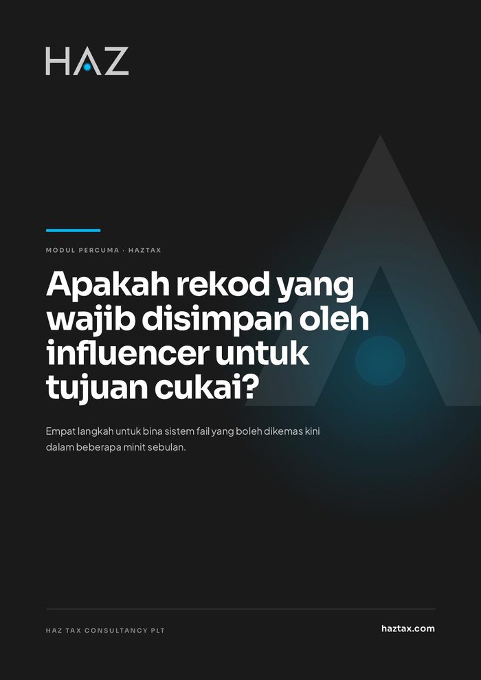 Apakah rekod yang wajib disimpan oleh influencer untuk tujuan cukai?